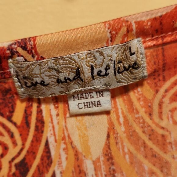 Live & Let Live Orange Embellished Flutter Sleeves Top w/ Butterflies Size L - Picture 6 of 7